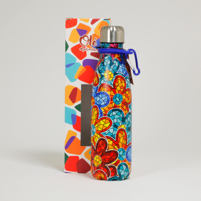 Botella inox. 500 ml. Flores.