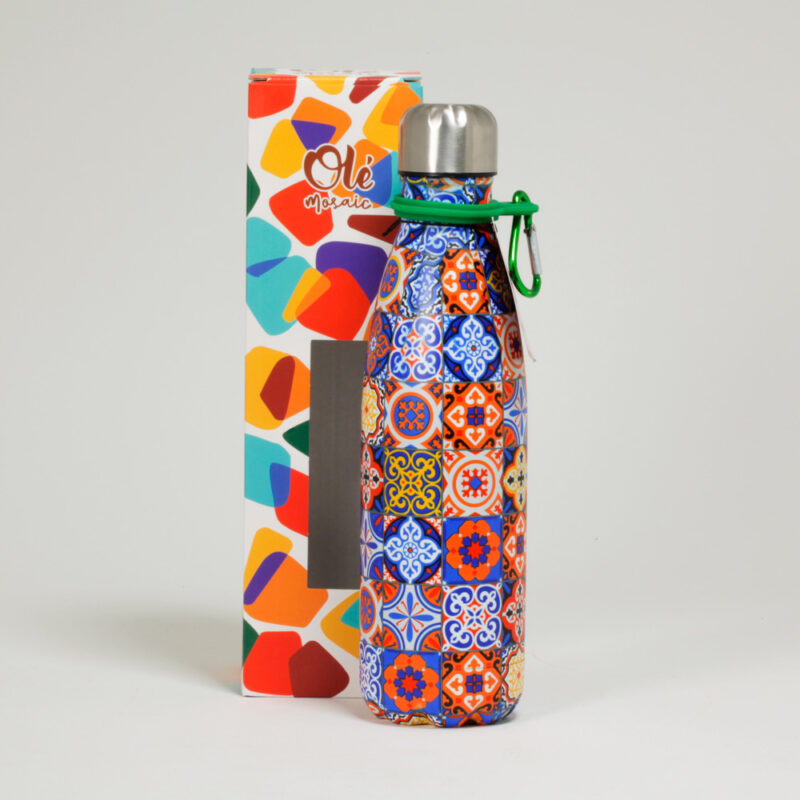 Botella inox. 500 ml. Mosaico. Cierre hermético de acero.