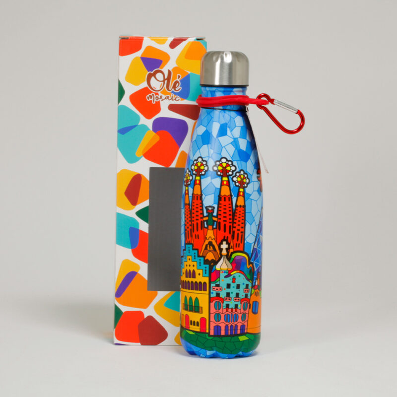 Botella inox. 500 ml. Panorámica. Torres Sagrada Familia. Barcelona.