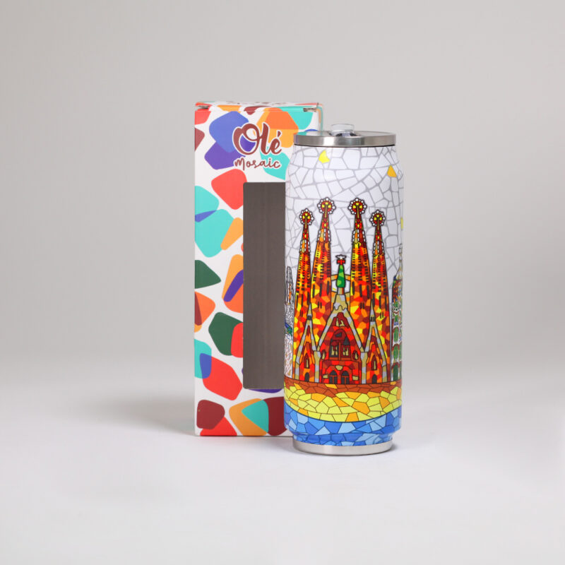 Lata inox. de 500 ml. Panorámica. Sagrada Familia. Barcelona.