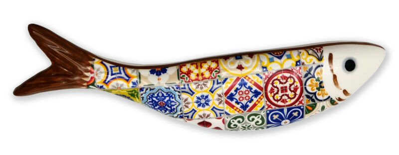 Colgador de cerámica. Sardinas. Portugal. Lisboa. Mosaico