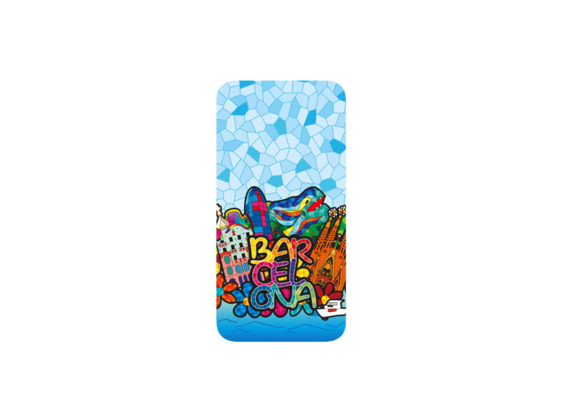 Funda de teléfono para iPhone 15 Promax (TPU). Panorámica. Barcelona. Estilo Gaudí. Azul
