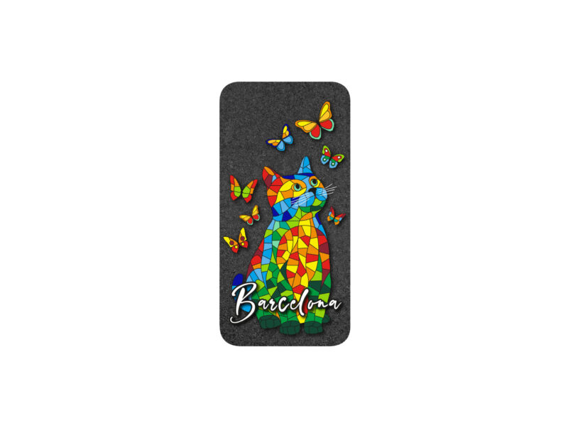 Funda de teléfono para iPhone 15 Promax (TPU). Gato. Barcelona. Negro
